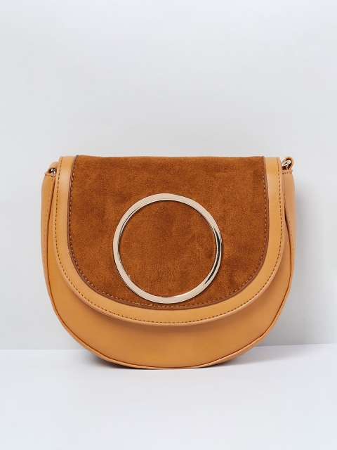 

max Mustard Yellow & Brown Colourblocked Sling Bag