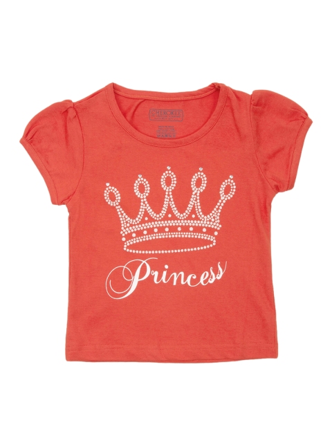 

Cherokee Girls Red & Off-White Round Neck T-shirt