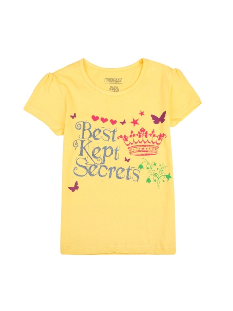 

Cherokee Girls Yellow & Red Printed Round Neck T-shirt