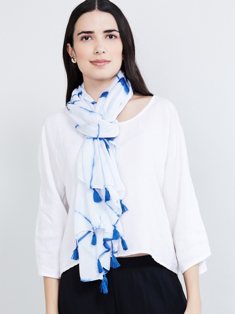 

max Women White & Blue Dyed Scarf