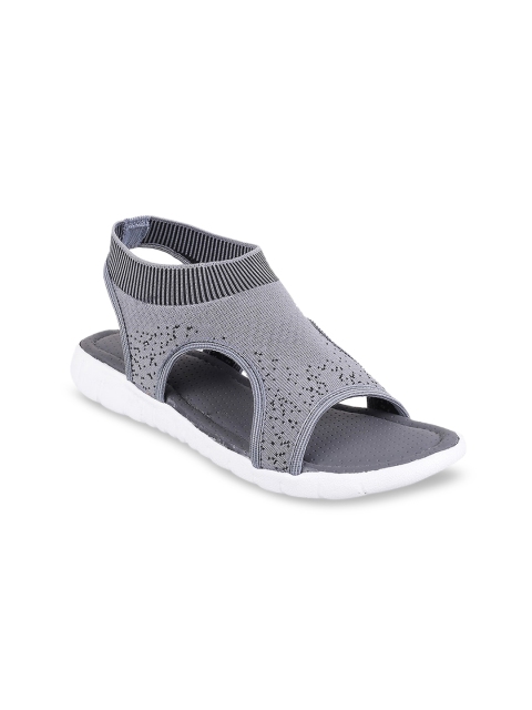 

WALKWAY Women Grey Woven Design Open Toe Flats