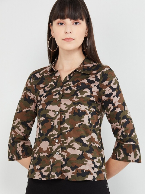 

max Women Brown & Beige Regular Fit Printed Casual Shirt