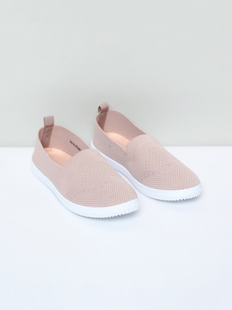 

max Women Pink Textured Slip-On Sneakers