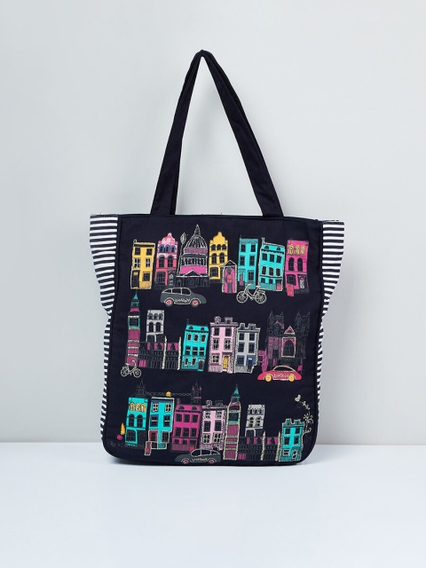 

max Navy Blue Printed Tote Bag