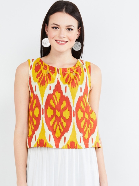 

max Women Orange Printed Top