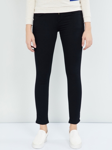 

max Women Black Skinny Fit Mid-Rise Clean Look Jeans