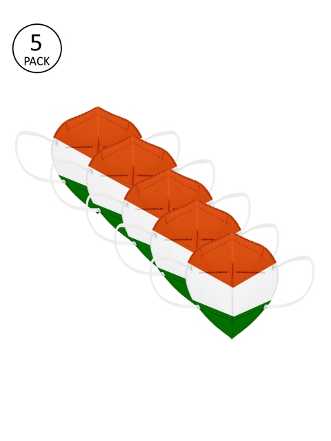 

Status Adults Multicoloured 5 Pcs 4-Ply India Flag Print Reusable N95 Masks, Multi