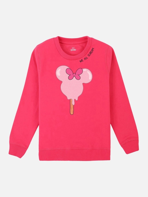 

Kids Ville Girls Pink Mickey & Friends Printed Sweatshirt