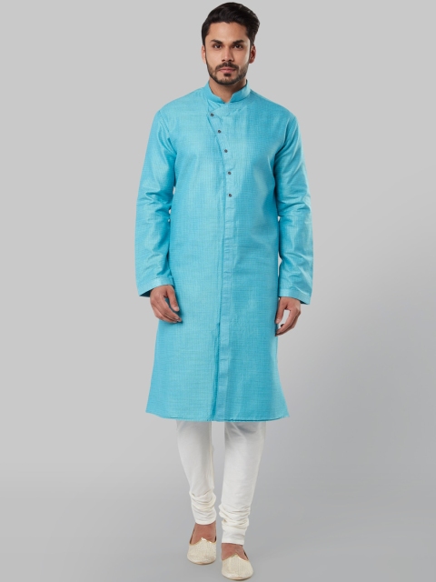 

Ethnix by Raymond Men Blue Colourblocked Straight Kurta