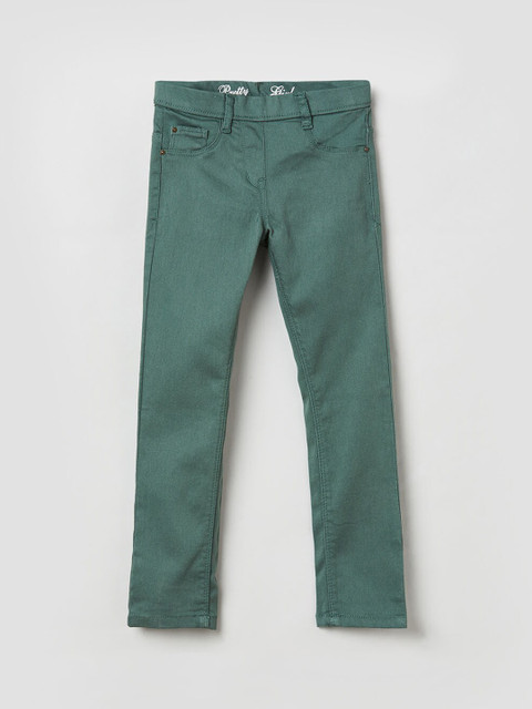 

max Girls Green Solid Jeggings