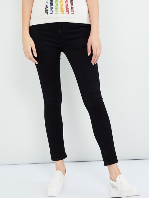 

max Women Black Skinny Fit Mid-Rise Clean Look Stretchable Jeans