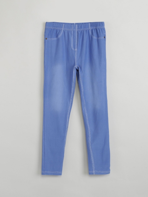 

max Girls Blue Solid Jeggings