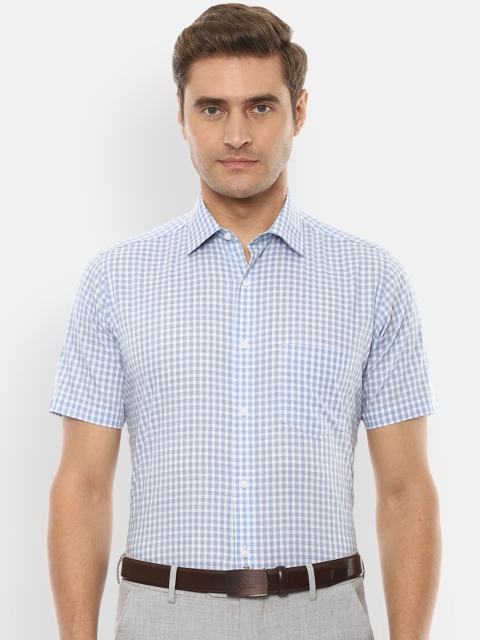 

Van Heusen Men Blue & Off-White Slim Fit Checked Formal Shirt