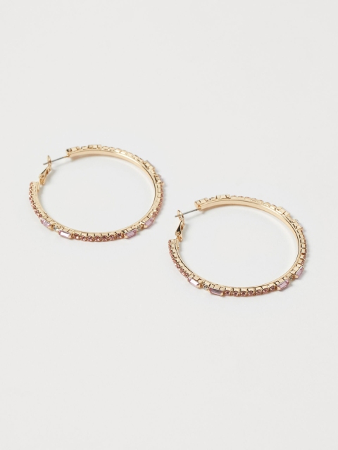 

H&M Women Gold-Toned Rhinestone Hoop Earrings
