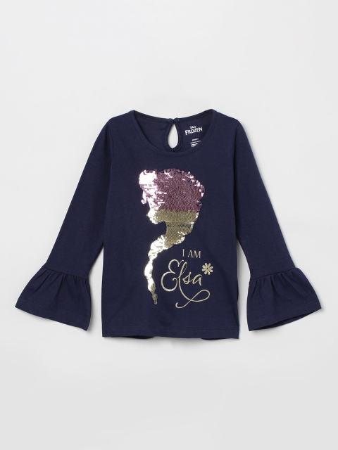 max Girls Blue Embellished A-Line Top