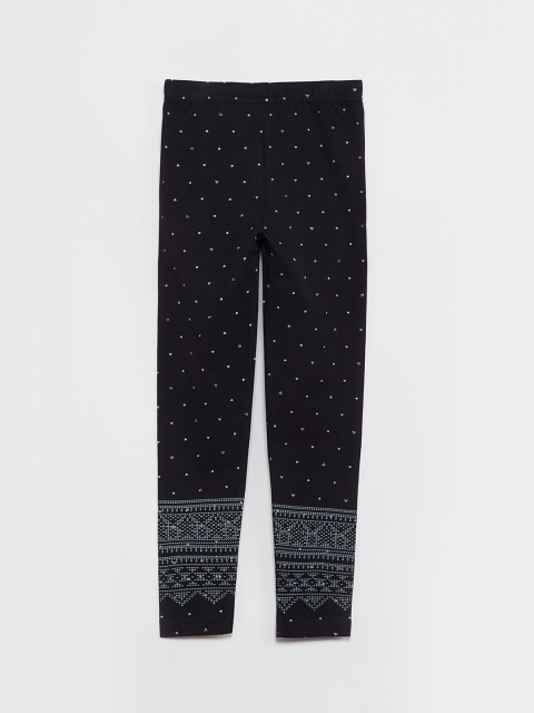 

max Girls Black Printed Ankle-Length Leggings