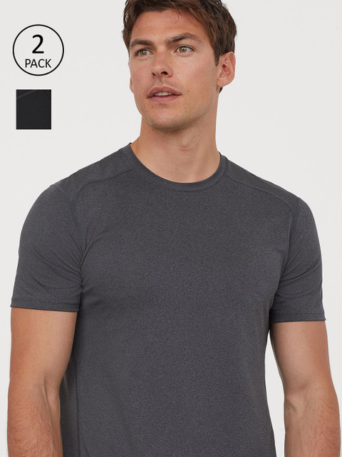 

H&M Men 2-Pack Slim Fit Sports Tops, Charcoal