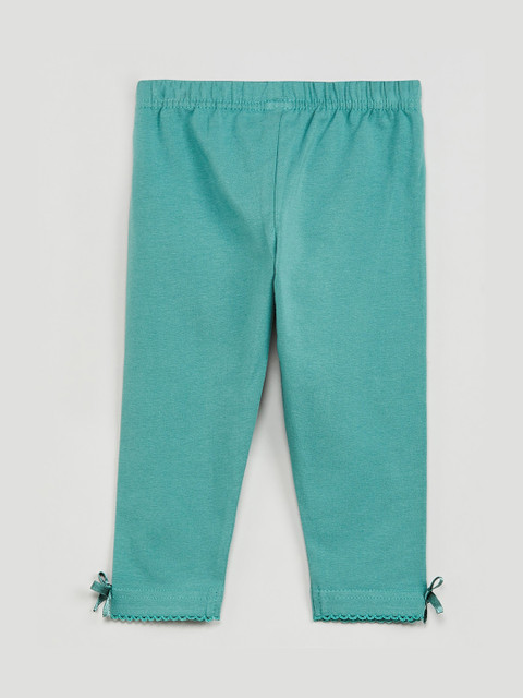 

max Infant Girls Teal Green Solid Ankle-Length Leggings