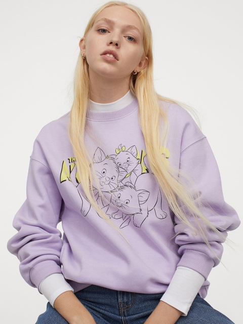 

H&M Women Lavender Printed Sweater
