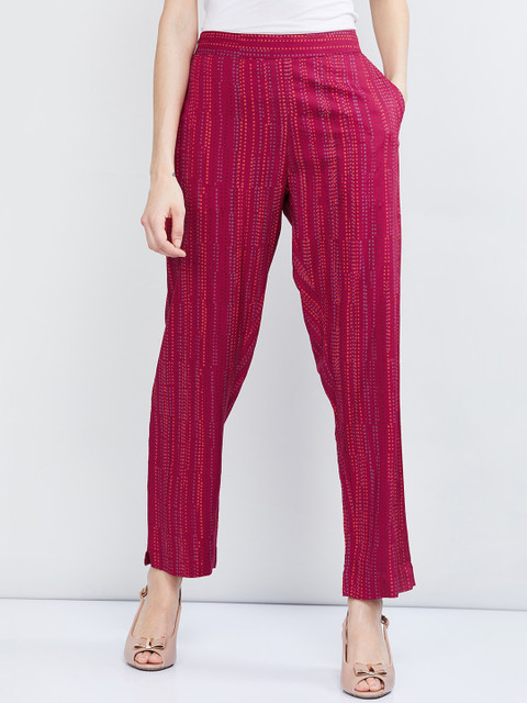 

max Women Pink Regular Fit Printed Regular Trousers