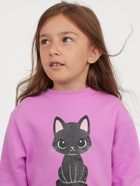 

H&M Girls Purple Printed Sweatshirt