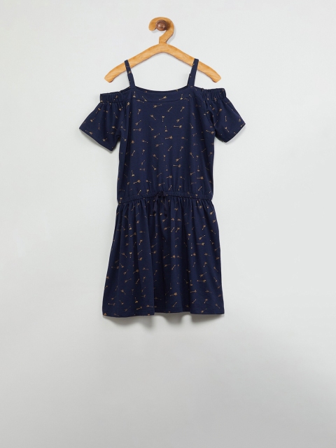

max Girls Blue Printed A-Line Dress