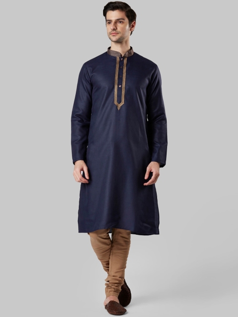 

Ethnix by Raymond Men Blue Solid Straight Kurta