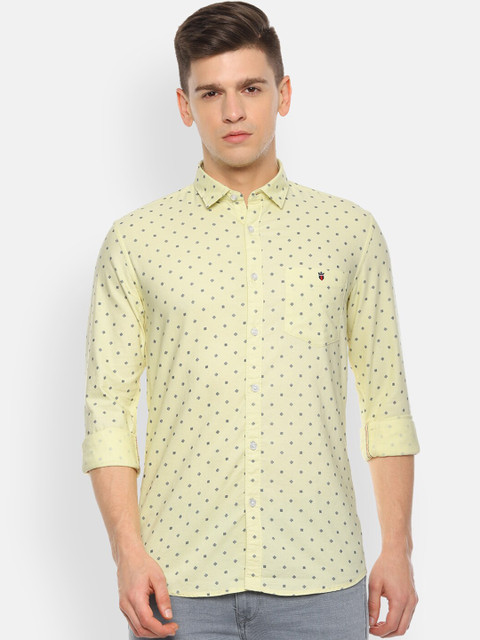 

Louis Philippe Jeans Men Yellow Slim Fit Printed Casual Shirt