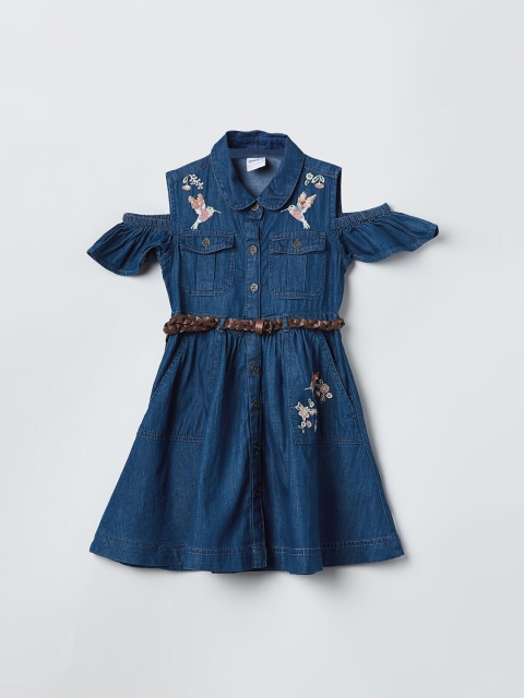 

max Girls Blue Solid Shirt Dress