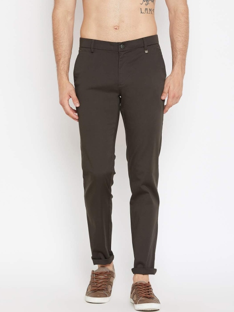 

CAMLA Men Taupe Slim Fit Solid Regular Trousers