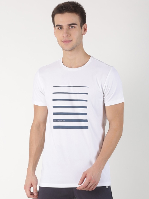 

Soul Space Men White & Grey Printed Round Neck Organic Cotton T-shirt