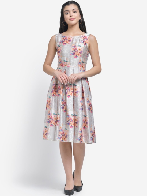 

Texco Women Grey Printed Fit and Flare Dress