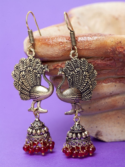 

Stoln Girls Gold-Plated Peacock-Shaped Jhumkas