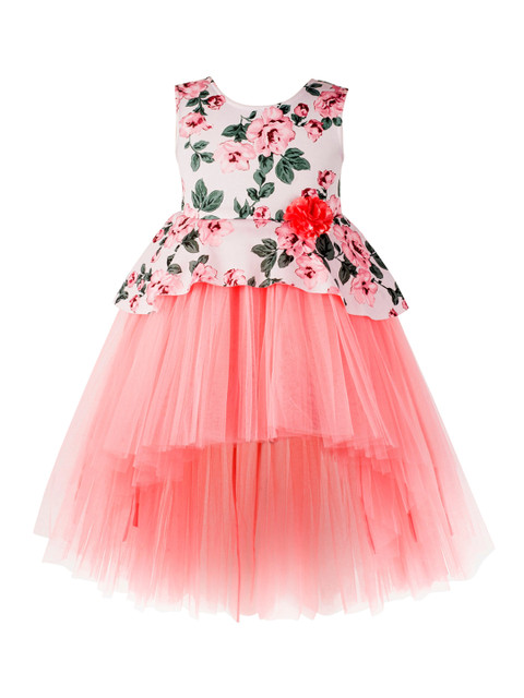 

Toy Balloon kids Girls Peach-Coloured Printed Fit and Flare Dress