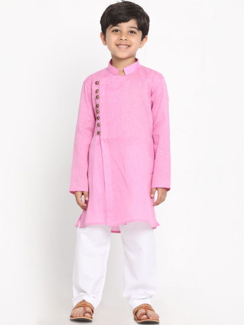

JBN Creation Boys Pink & White Solid Kurta with Pyjamas & Dupatta