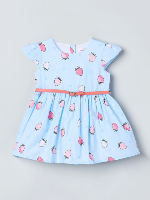 

max Girls Blue & Pink Printed Fit and Flare Dress