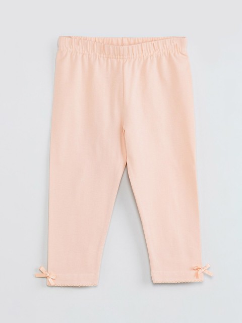 

max Infant Girls Peach-Coloured Solid Ankle-Length Leggings