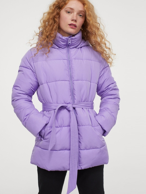 

H&M Women Lavender Hooded Padded Jacket