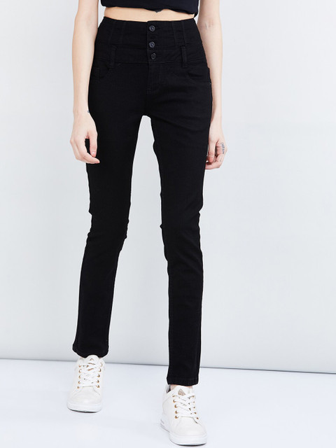 

max Women Black Skinny Fit Mid-Rise Clean Look Stretchable Jeans