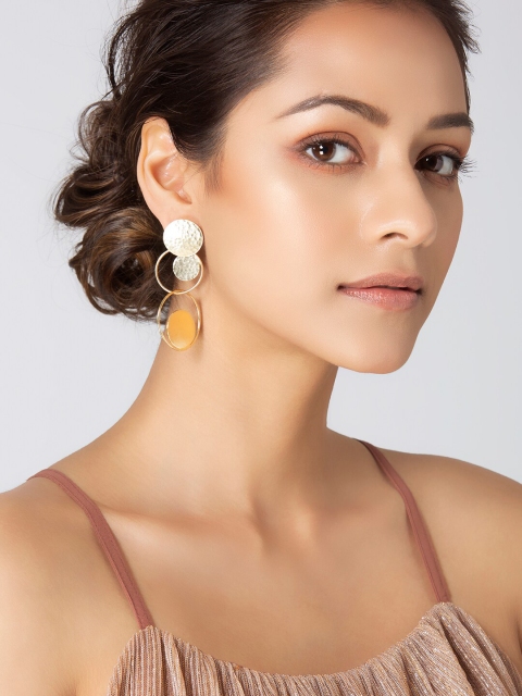 

INDYA Gold-Plated Handcrafted Circular Drop Earrings