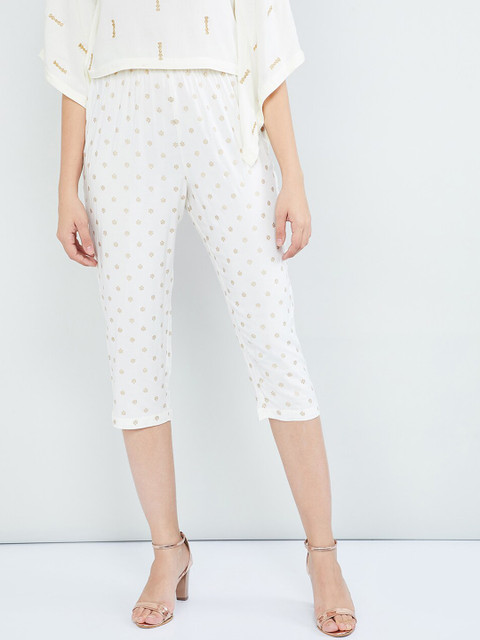 

max Women Off-White & Beige Regular Fit Printed Culottes