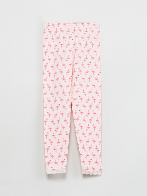 max Girls Peach-Coloured Printed Ankle-Length Leggings