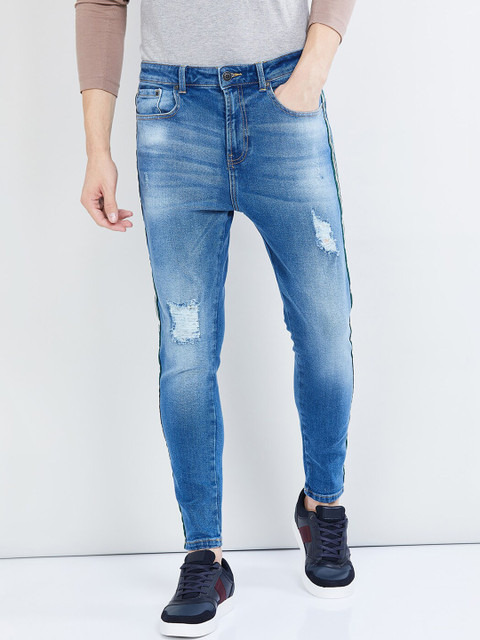 

max Men Blue Skinny Fit Mid-Rise Mildly Distressed Stretchable Jeans