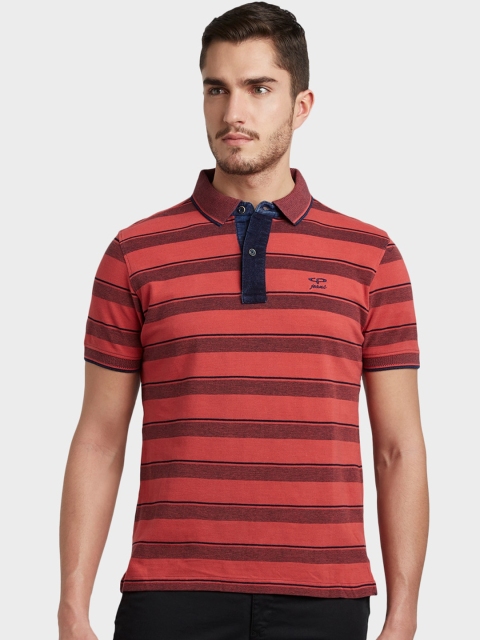 

ColorPlus Men Red Striped Polo Collar T-shirt