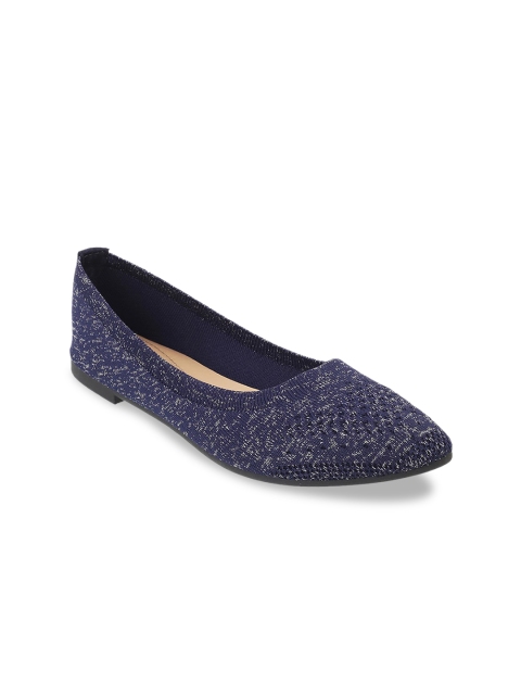 

Metro Women Blue Textured Ballerinas