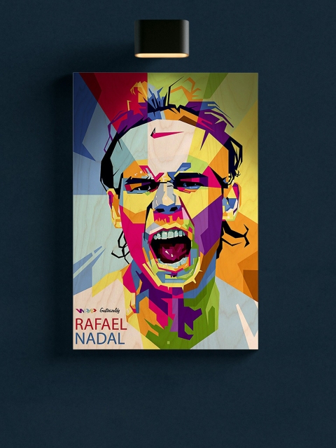 

Bigsmall Multicoloured Rafael Nadal Printed Wooden Wall Art, Multi