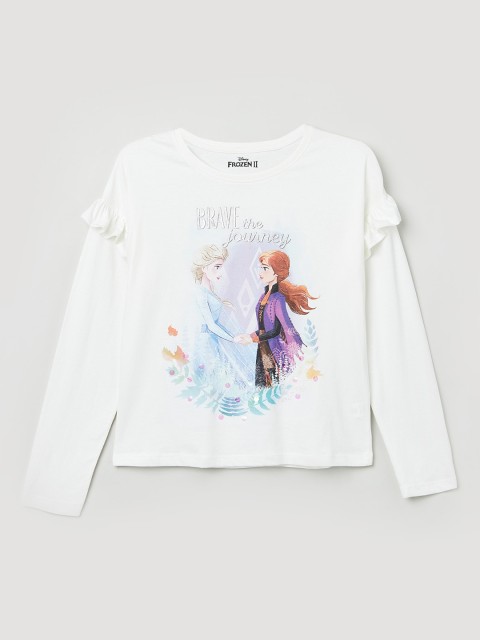 

max Girls Off-White & Blue Graphic Print T-shirt