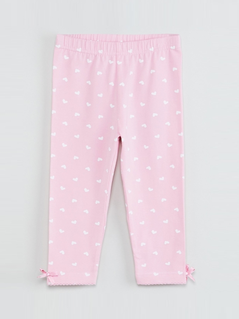 

max Girls Pink & White Printed Ankle-Length Leggings