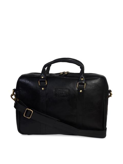 

Peseta Unisex Black Solid Genuine Leather 15 Inch Laptop Bag