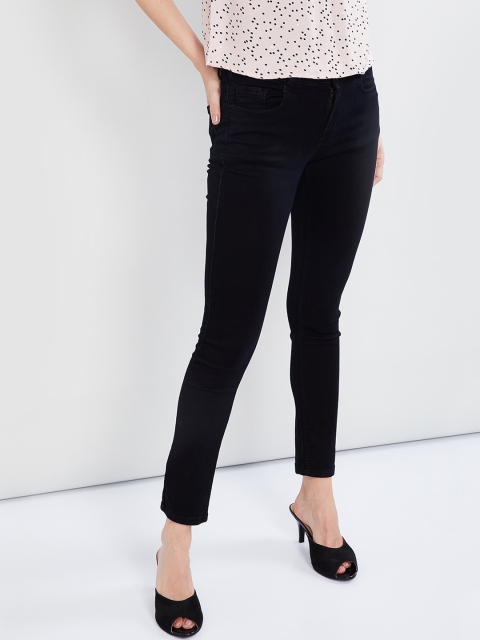 

max Women Black Slim Fit Mid-Rise Clean Look Stretchable Jeans